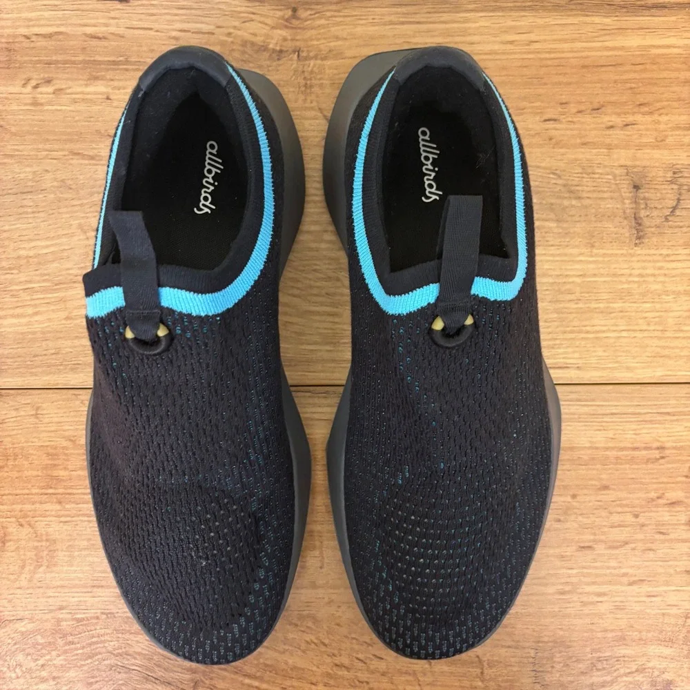 ALLBIRDS Tree Dasher Relay Sneaker Black/Chasm Teal Blue Women Size 9.5 Slip On